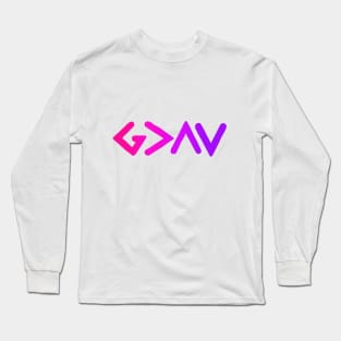 God is Greater Pink Ombre Long Sleeve T-Shirt